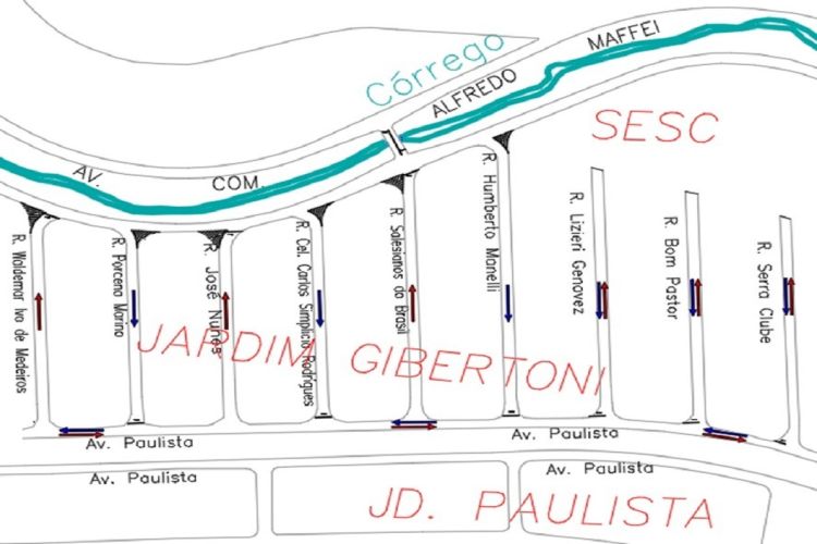 Será implantado mão única em ruas do Jardim Gibertoni