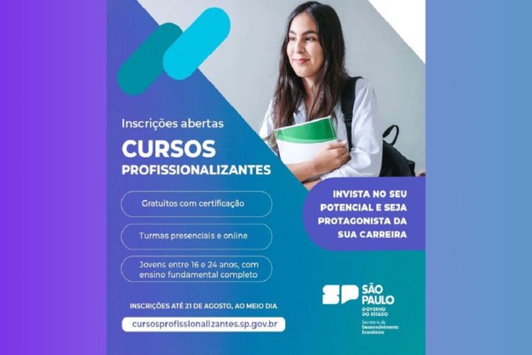 Abertas as inscrições para 15 mil vagas em cursos profissionalizantes