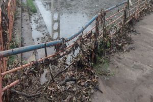 Bicão amanhece enlameado e sujo após a chuva de domingo