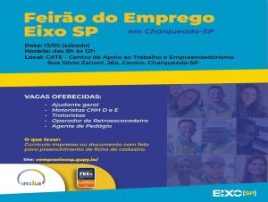 Eixo SP realiza feirão de empregos neste sábado, em Charqueada