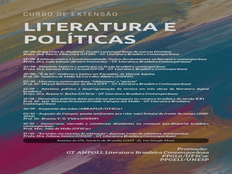 Literatura e Políticas são temas de ciclo de debates online