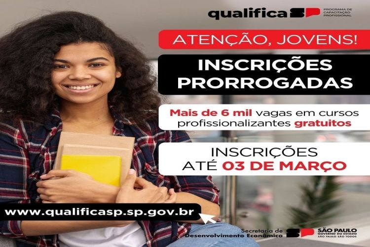 Prorrogada as inscrições para cursos profissionalizantes do Qualifica SP