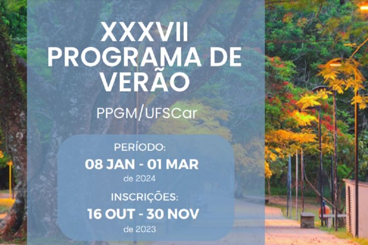 Programa de Verão da Pós-Graduação em Matemática da UFSCar abre inscrições