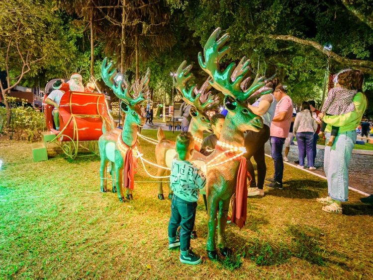 Natal iluminado atrai milhares de pessoas para praças do Mercado e da XV