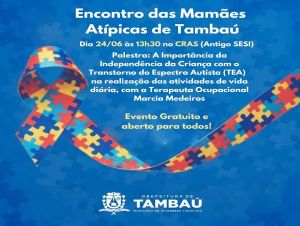 Sábado tem encontro das Mamães Atípicas em Tambaú