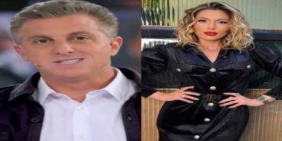 Durante o &quot;Domingão&quot;, Luciano Huck lembra a Lívia Andrade que ela não está no SBT