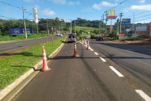 Alça de acesso a rua Passeio das Quaresmeiras é interditada