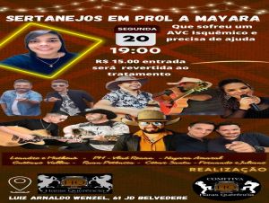 Sertanejos realizam show beneficente em prol a Mayara