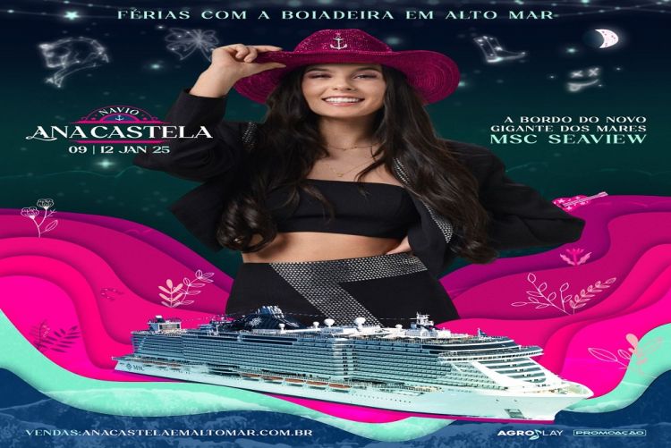 Ana Castela comemora mais uma conquista na carreira e anuncia o &quot;Navio Ana Castela - Férias com a Boiadeira em Alto Mar&quot;